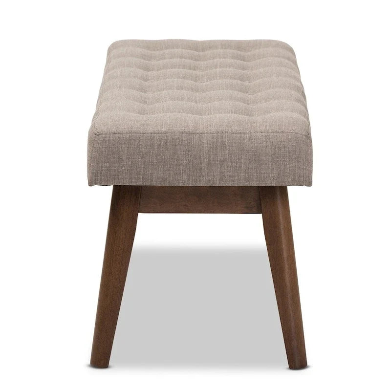 Ławka z tkaniny w stylu mid-century z pikowaniem guzikowym