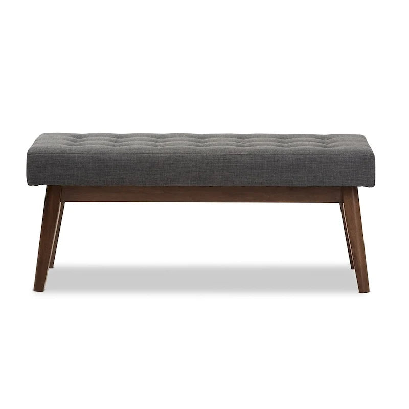 Ławka z tkaniny w stylu mid-century z pikowaniem guzikowym