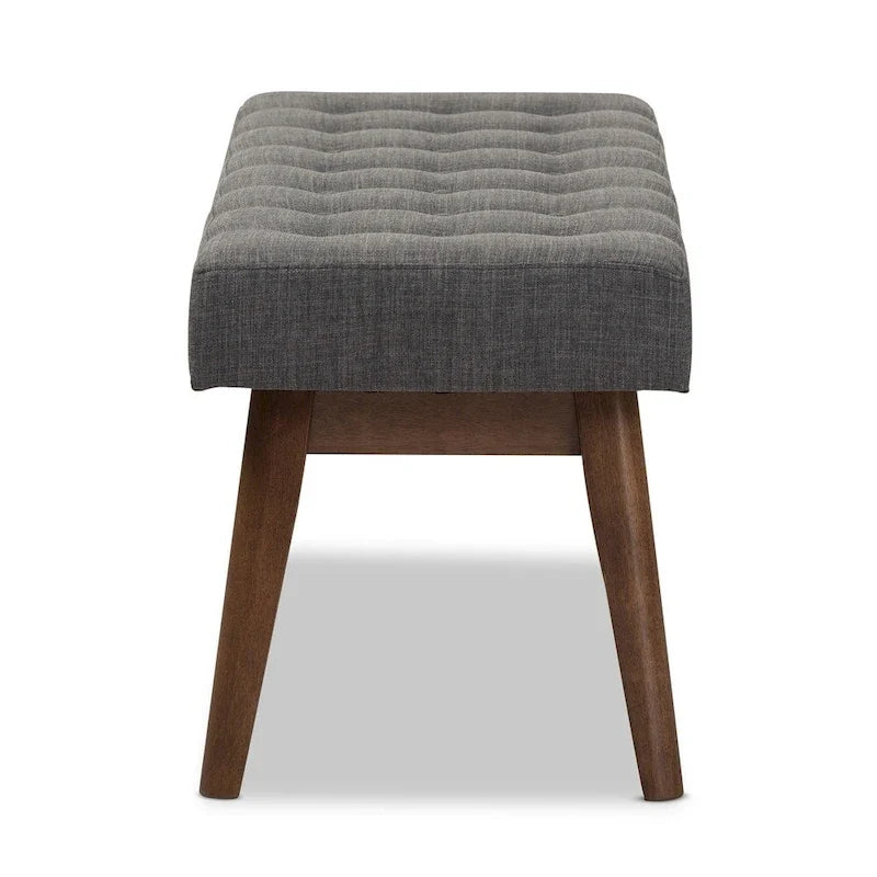Ławka z tkaniny w stylu mid-century z pikowaniem guzikowym