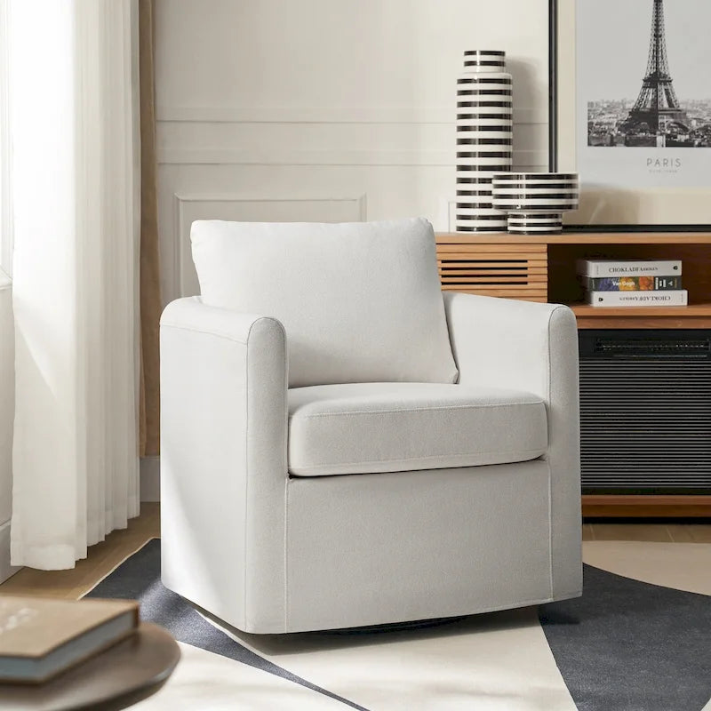 Modern 360-Degree Swivel Chair with Removable Slipcover