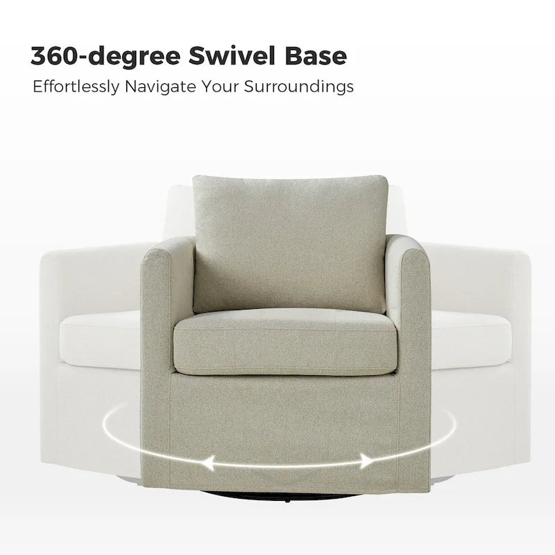 Modern 360-Degree Swivel Chair with Removable Slipcover