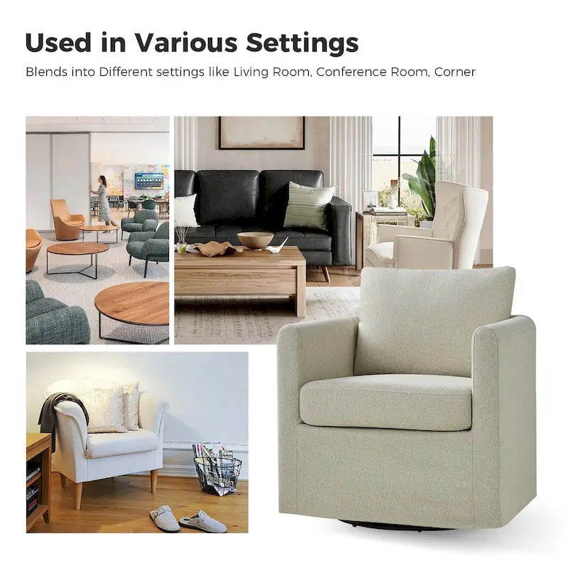 Modern 360-Degree Swivel Chair with Removable Slipcover