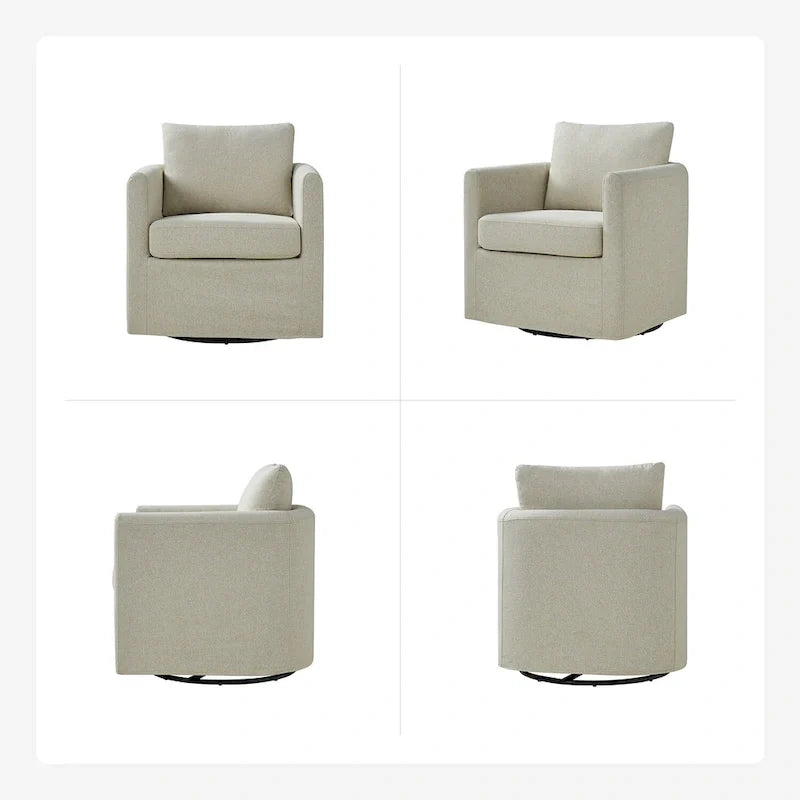 Modern 360-Degree Swivel Chair with Removable Slipcover