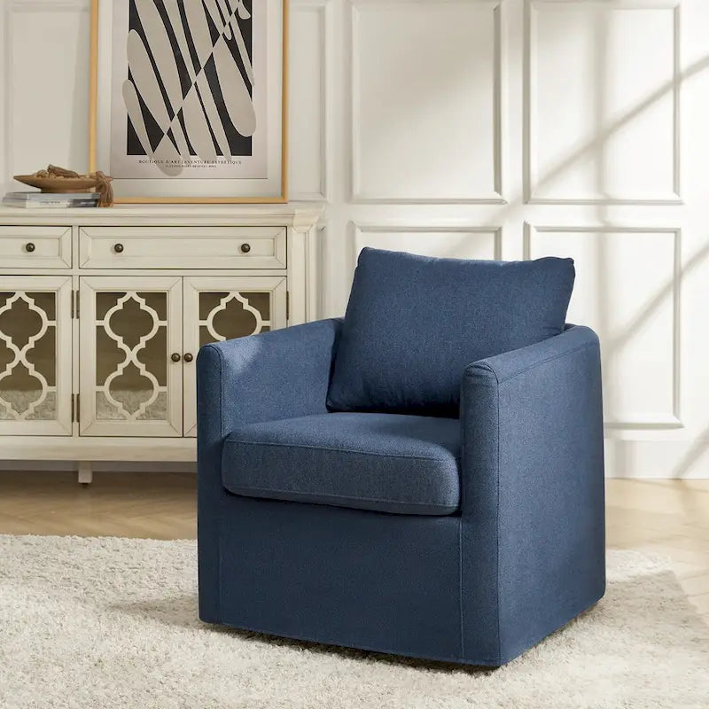 Modern 360-Degree Swivel Chair with Removable Slipcover