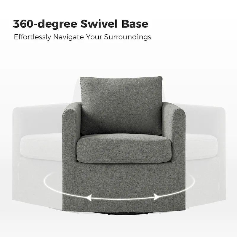Modern 360-Degree Swivel Chair with Removable Slipcover