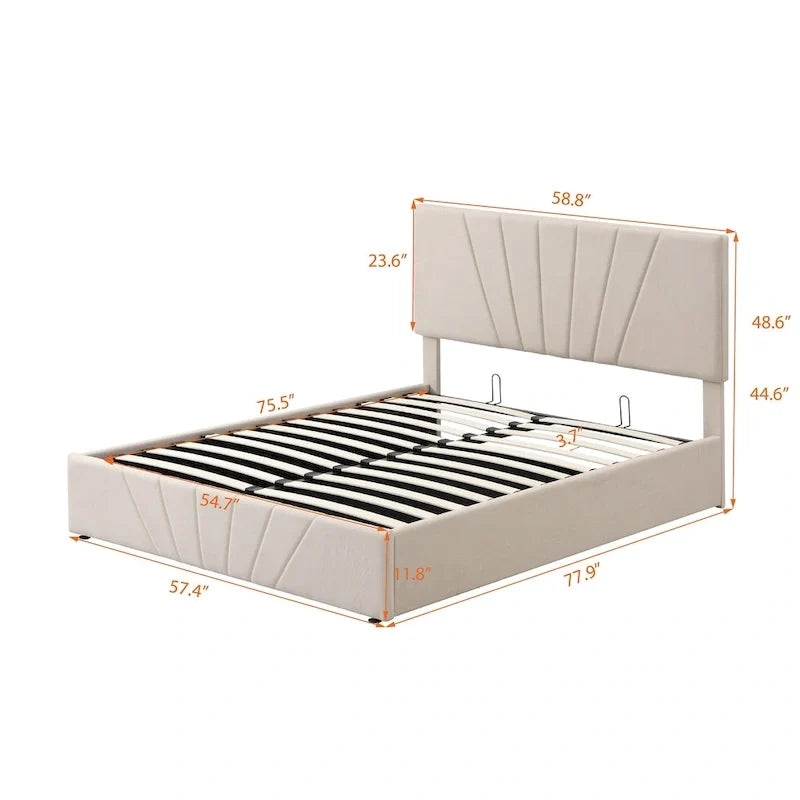Upholstered Platform Bed with a Hydraulic Storage System