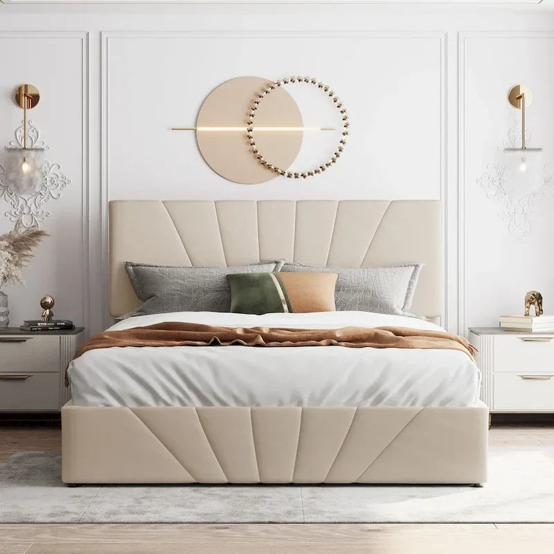 Upholstered Platform Bed with a Hydraulic Storage System