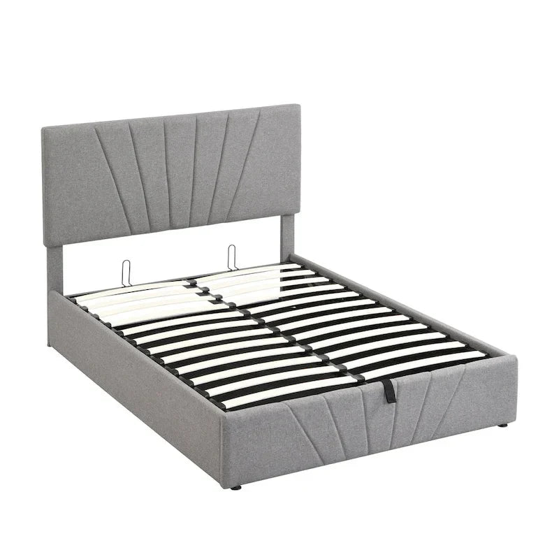 Upholstered Platform Bed with a Hydraulic Storage System