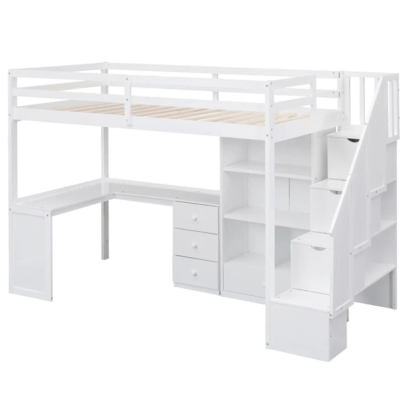 Twin Size Loft Bed Gray