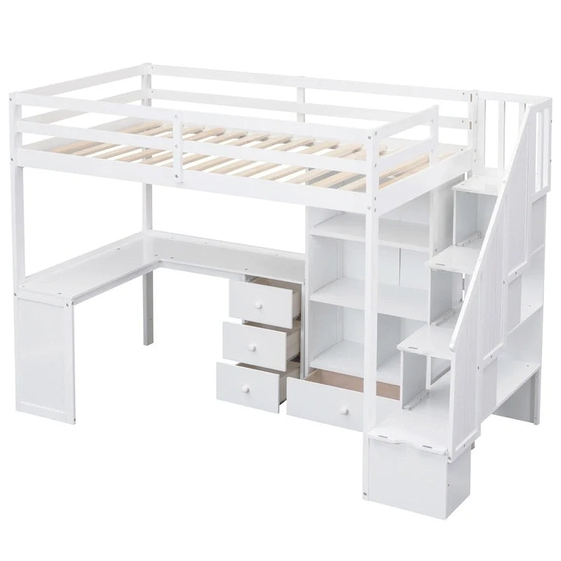 Twin Size Loft Bed Gray