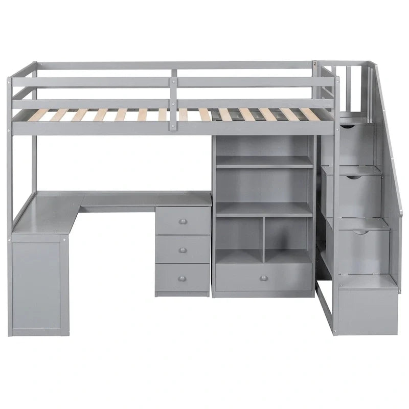 Twin Size Loft Bed Gray