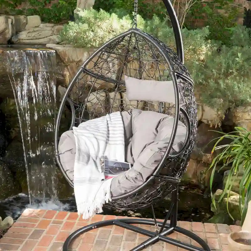 Waterproof Outdoor Wicker Hanging Basket Chair