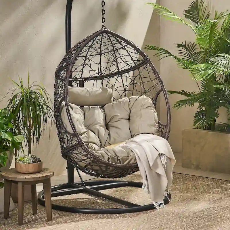 Waterproof Outdoor Wicker Hanging Basket Chair