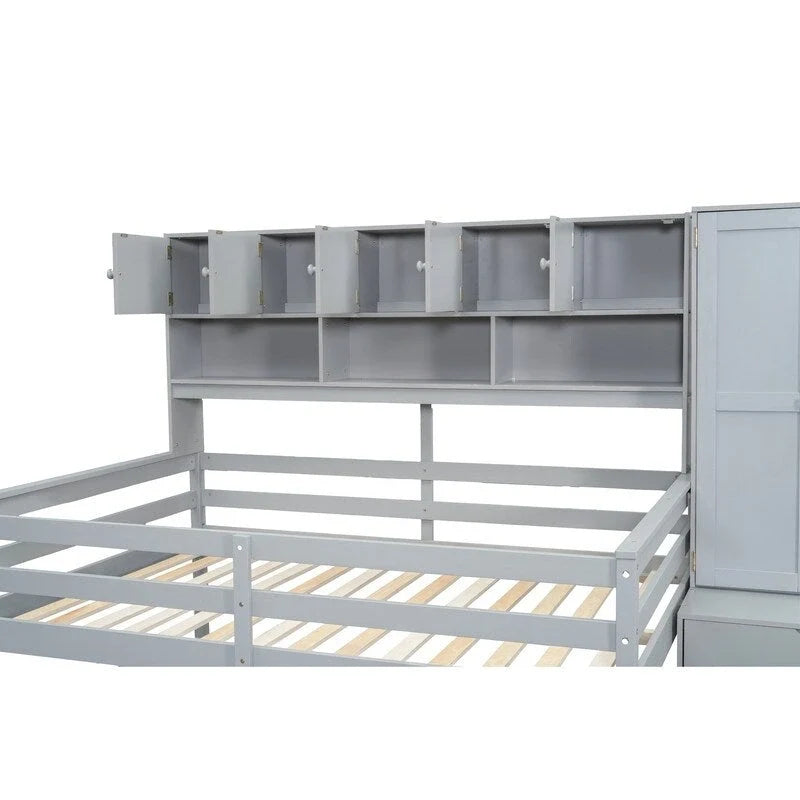 Wooden Loft Bed Big Storage
