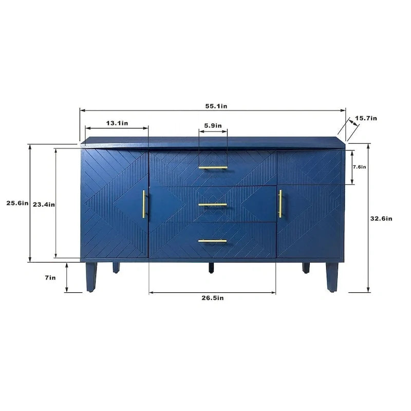 Funkcjonalna szafka bufetowa z rzeźbionym wzorem